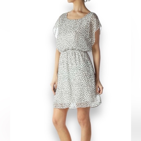Needle & Thread Women’s White Cheetah Flutter Sleeve Dress Size Small - Picture 1 of 10